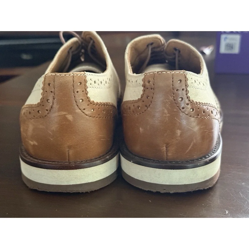 Polo Ralph Lauren Johnsly Brown Wingtip Oxford Leather Dress Sneakers Shoes 8.5D